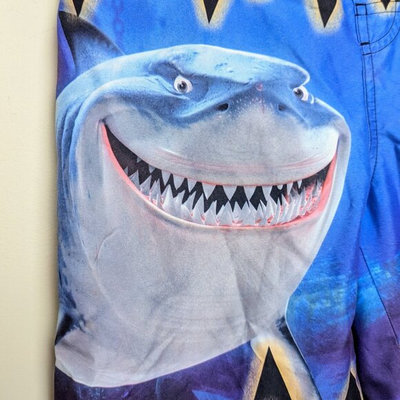 Y2K Finding Nemo Sharks Disney Store Swimsuit Swim Trunks Bathing Suit Bruce - Picture 3 of 9